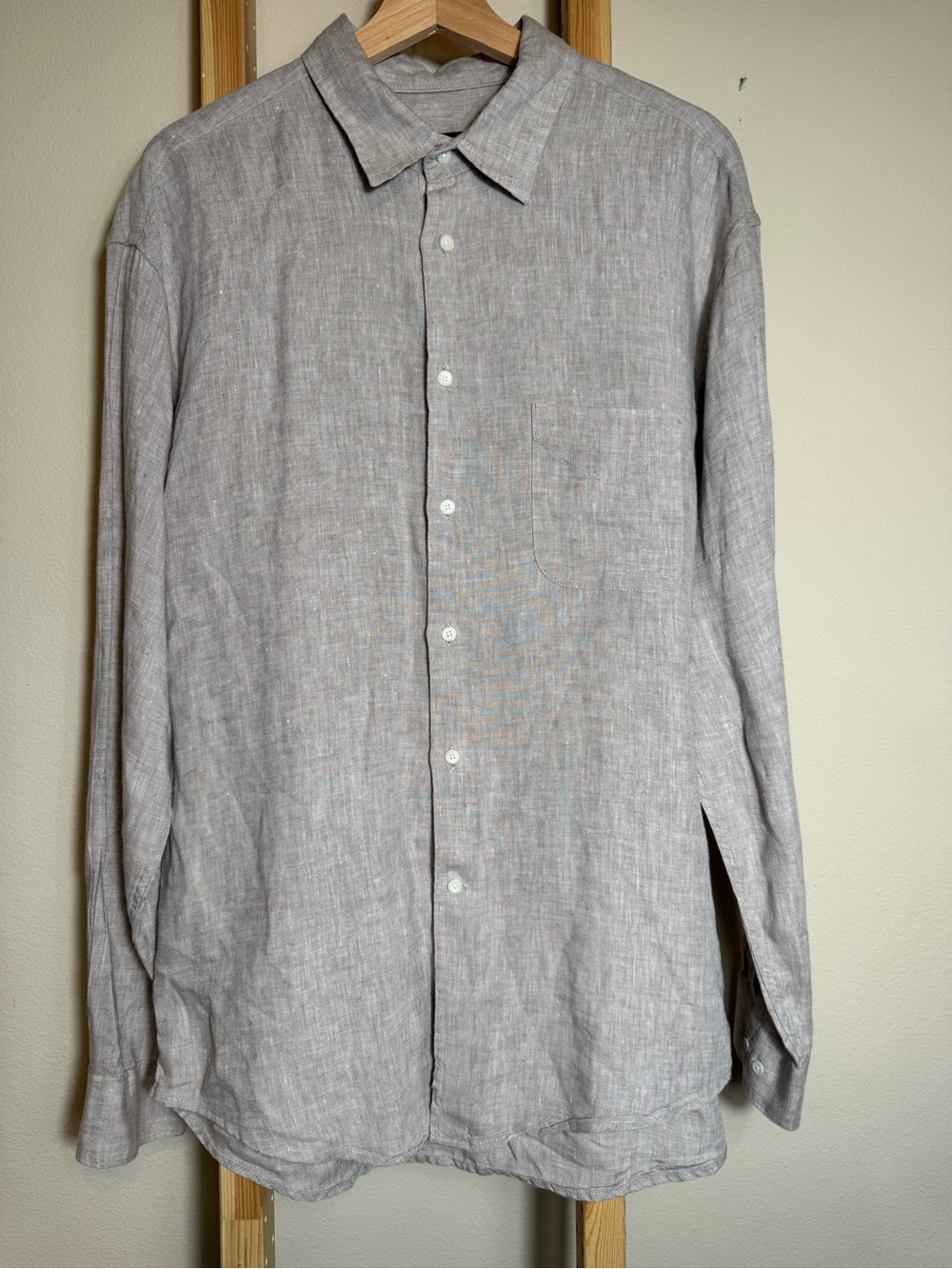 Jos. A. Bank 100% Linen Long-Sleeve Button-Down Sport Shirt Gray Men's